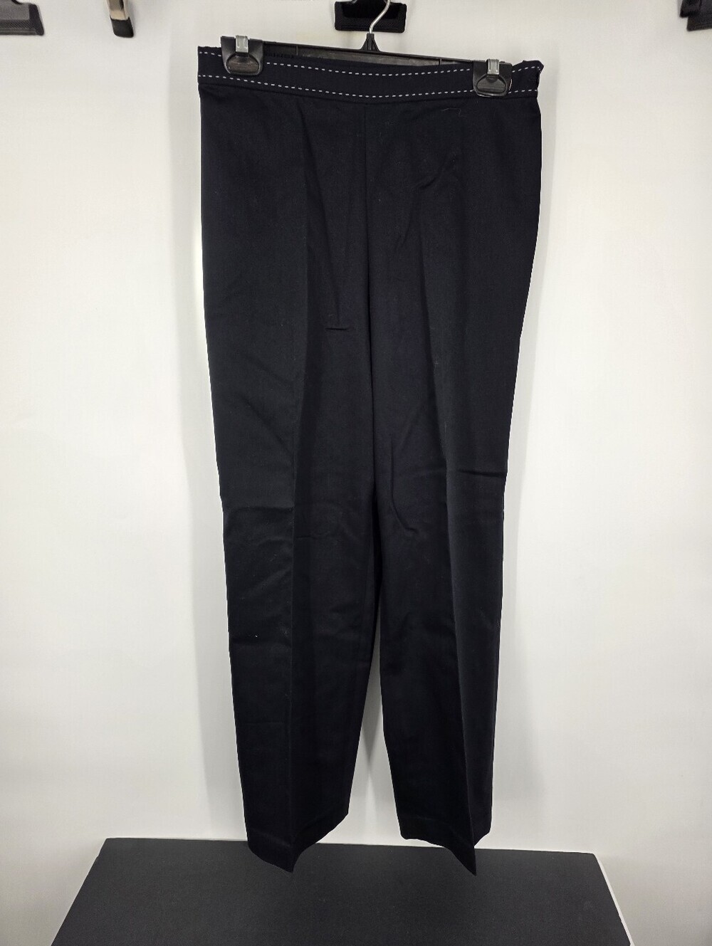 Alfred Dunner Black Pull On Dress Pants Topstitch Size 8